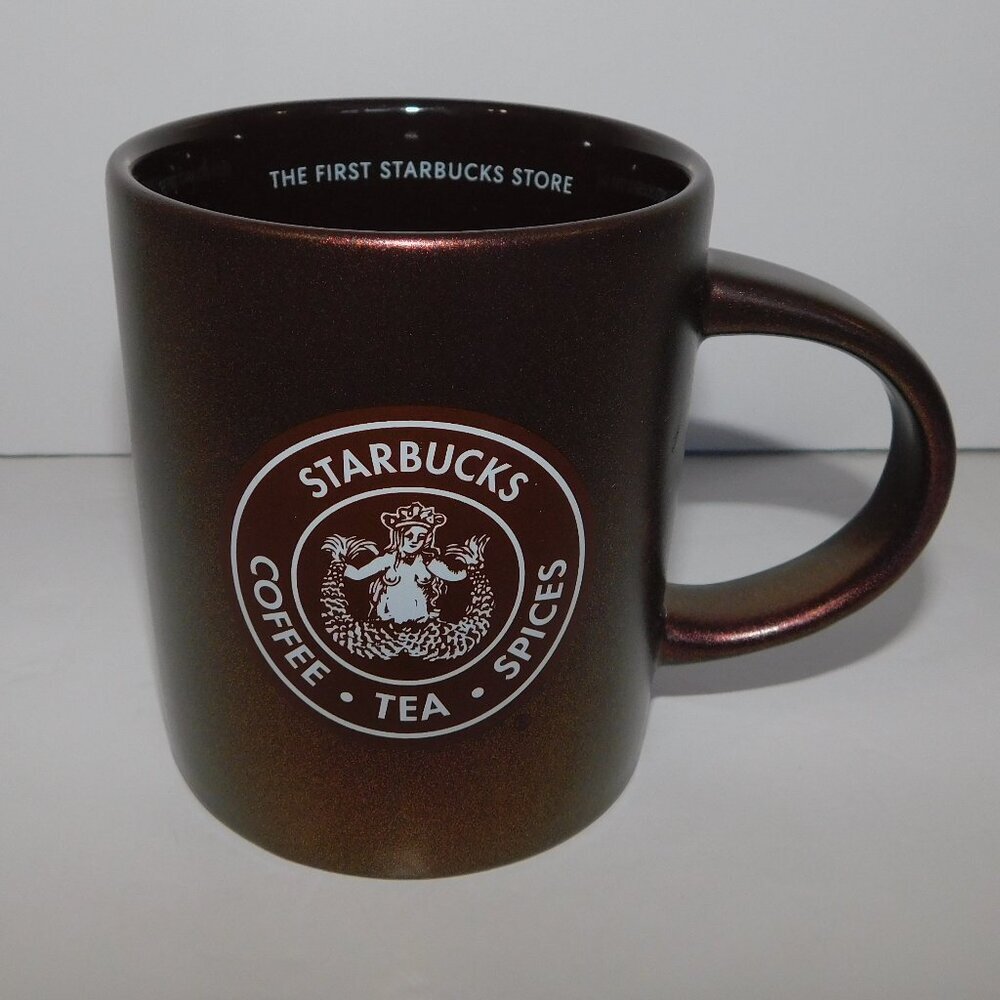 2023 The First Starbucks Pike Place Original Logo Ceramic Brown Bronze Mug 12 oz